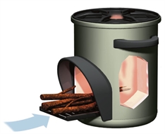 Stove, improved, solid fuel, for cooking