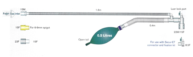 Paediatric breathing circuit, Jakson Rees, with modified T-Ayres piece