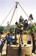 Tripod, for well, or other hoist use