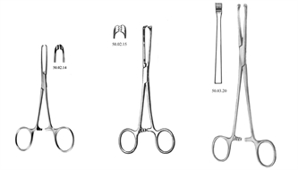 Forceps, soft tissue, serrated/toothed, Allis