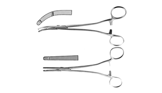 Forceps, uterine holding, straight/curved, toothed, Heaney