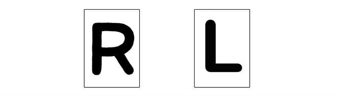 Letters L and R, lead, X-RAY